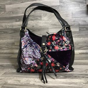 Libby Edelman Black And Velvet Patch Shoulder Bag